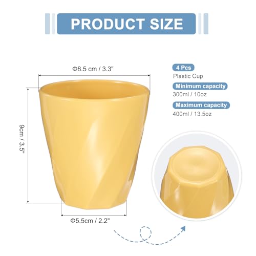 uxcell 4 Pcs Simple Toothbrush Cup, 13.5 OZ Reusable Bathroom Tumbler, 2.2 x 3.5 Unbreakable Plastic Cups for Storing Toothpaste Makeup Brush Holder Water Beverages Combs, Yellow - color: Yellow