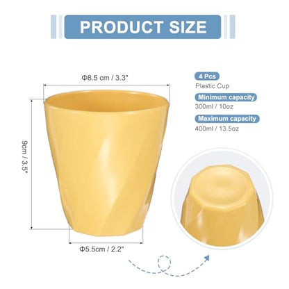 uxcell 4 Pcs Simple Toothbrush Cup, 13.5 OZ Reusable Bathroom Tumbler, 2.2 x 3.5 Unbreakable Plastic Cups for Storing Toothpaste Makeup Brush Holder Water Beverages Combs, Yellow - color: Yellow