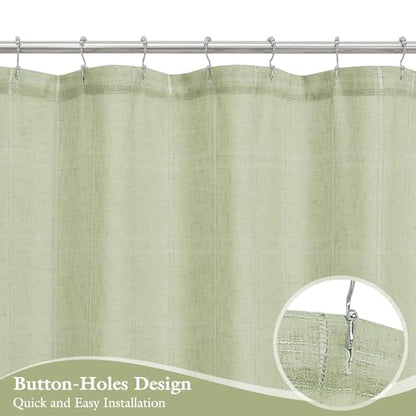 Long Linen Farmhouse Shower Curtain Set with Tassel, Modern Boho French Country Chic Bathroom Shower Curtain Set with PEVA Liner, Cotton Luxury Fabric Shower Curtain 72x78 - Green - color: Green, size: 72"W x 78"L (Pack of 1)