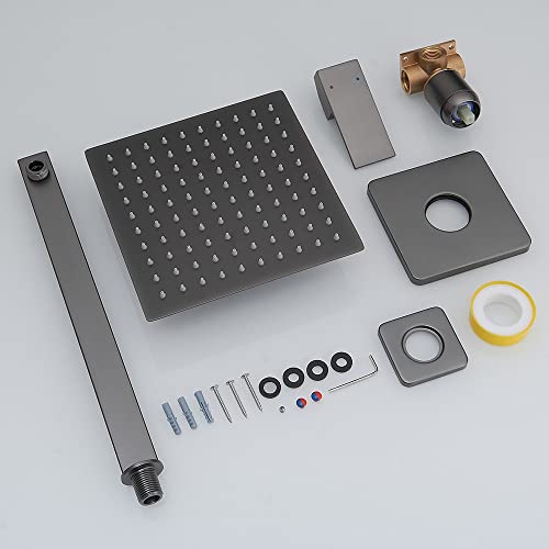 Grey Shower Faucet Set Bathroom Rainfall 8 Inch Shower Head System Single Handle Shower Trim Kit with Rough-in Valve - color: Gray, style: Shower Faucet
