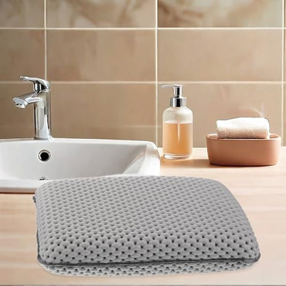 HOMSFOU 2pcs Non-Slip Foam Bath Pillow Suction Cups for Neck and Back Support, White and Gray Bathtub Headrest Cushions for Spa, Shower, Hotel, and Swimming Pool Use