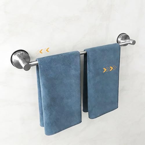 Towel Racks for Bathroom Suction Cup Towel Bar 14.6-24in Adjustable | No Drill Bathroom Towel Holder, Stainless Steel Construction, Heavy Duty Wall Mounted (silver) - color: Silver