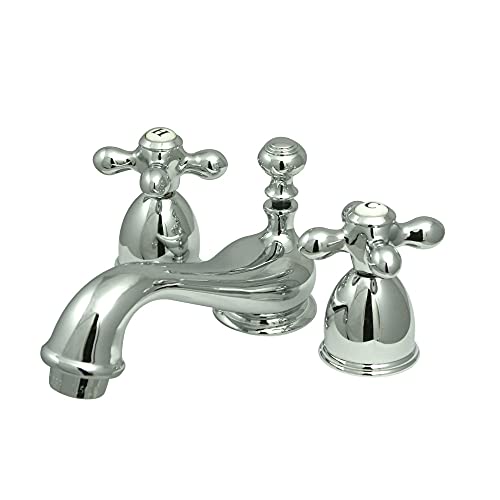 Kingston Brass KS3951AX Restoration Mini Widespread Lavatory Faucet with Metal Cross Handle, Polished Chrome - color: Polished Chrome