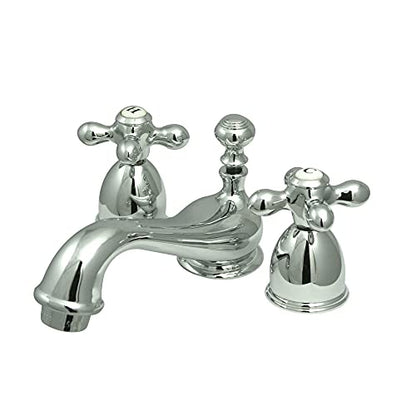 Kingston Brass KS3951AX Restoration Mini Widespread Lavatory Faucet with Metal Cross Handle, Polished Chrome - color: Polished Chrome