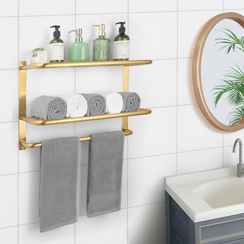 3-Tier Bathroom Towel Rack, SUS 304 Wall Mount, Brushed Gold - color: Brushed Gold, size: 23 Inch 3 Tier