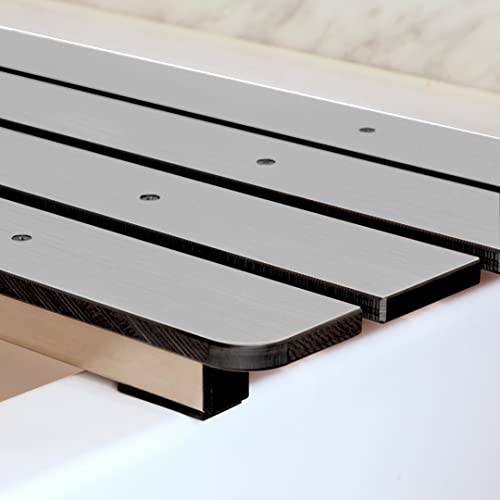Hermosa 32" x 13.5" Back Wall-Mount Folding Phenolic Gray Tub Seat with 3" Slats - color: Phenolic Gray