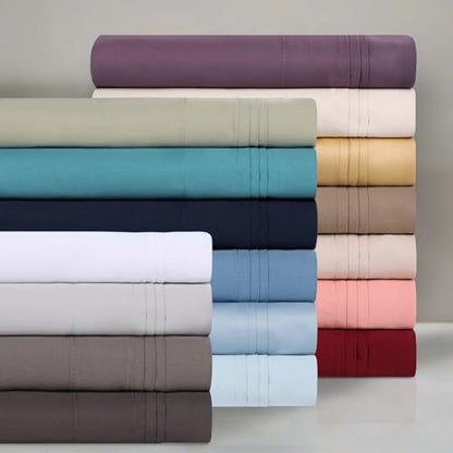 SUPERIOR Egyptian Cotton 4 Piece Sheet Set, Luxury 1000 Thread Count, Modern Design, Sustainable Sheets, Ultra-Soft Basics, Solid, Deep Pocket Fitted Sheet, Flat Sheet, Pillowcases, King, Burgundy - color: Burgundy, size: King
