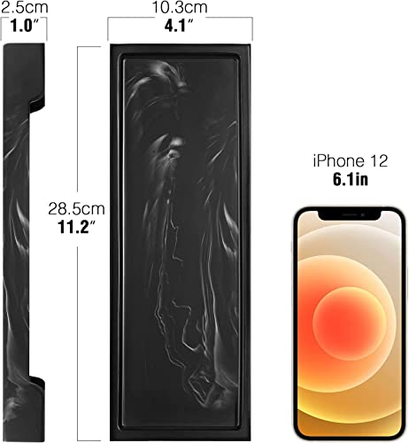 Luxspire Marble Tray for Soap Dispenser Perfume Jewelry, S, Ink Black | 11 x 4 inch, non-slip waterproof resin, easy wipe clean, fits bath kitchen vanity, holds jewelry toiletries soap - color: A - Ink, style: Small