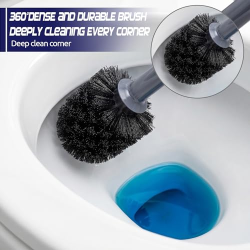 Reallnaive 4 Set Toilet Plunger and Brush Set with Ventilated Holder 2 in 1 Toilet Bowl Brush and Heavy Duty Plunger Combo Bathroom Cleaning Kit for Home and Commercial Bathrooms Drainage (Gray) - color: Gray