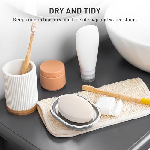 Stainless Steel Soap Dish, Large Double Layer Soap Holder Drip Tray | Metal Bar Soap Dish for Bathroom, Shower, Kitchen Sink Counter, Container for Sponges, Steel wool, Scrub brushes, Anti-Rust - color: Striped