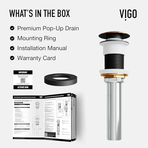 VIGO Vessel Bathroom Sink Pop-Up Drain and Mounting Ring Without Overflow in Antique Rubbed Bronze - VG07000ARB - color: Antique Rubbed Bronze