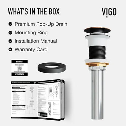 VIGO Vessel Bathroom Sink Pop-Up Drain and Mounting Ring Without Overflow in Antique Rubbed Bronze - VG07000ARB - color: Antique Rubbed Bronze