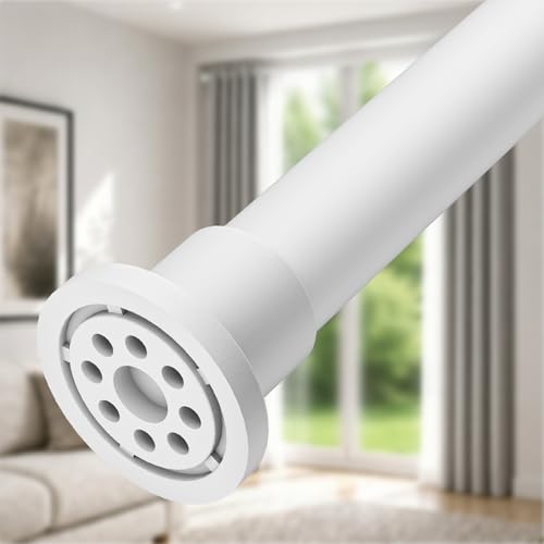 ALLZONE Tension Curtain Rod for Window, 83-123 Inches, Heavy Duty Curtain Rods No Drilling, Non-Slip Bathroom Shower Tension Rod, Renter Friendly, Adjustable, Spring Loaded, Extra Long, White - color: White, size: 83-123 Inches