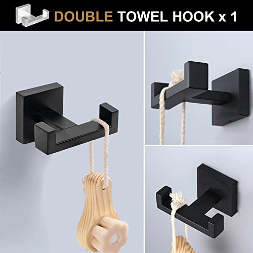 Lava Odoro 4-Piece Bathroom Hardware Accessories Set Matte Black, Towel Bar Set Stainless Steel Wall Mount Towel Holder Set Bathroom Accessories Kit