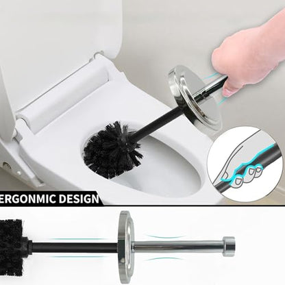 Silver Chrome Toilet Bowl Brush with Holder with Removable Plastic Liner, Durable Bathroom Cleaning Tool, Bathroom Cleaner Brush for Efficient Cleaning and Hygiene - color: Chrome(mbb4803)