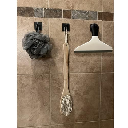 4 Pack Towel Hooks Adhesive Bathroom Hooks Heavy Duty Towel Racks Holder Stick on Shower Hooks Waterproof for Hanging Stainless Steel Black Bathroom Kitchen（Black）