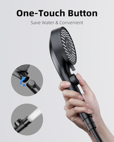 RV Shower Head with Stainless Steel Hose, 5 Mode High Pressure Shower Head with Handheld On Off Switch, Camper Shower Head Replacement for RV, Travel Trailer, Motorhome, RV Accessories Part, Black - color: Black