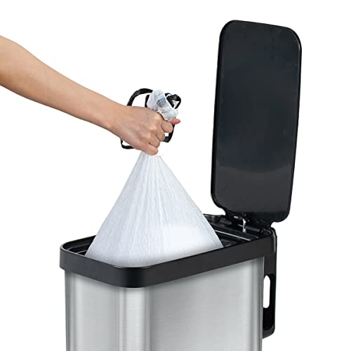 Glad Slim Trash Can with Clorox Odor Protection - Narrow Kitchen Garbage Bin with Soft Close Lid, Step On Foot Pedal and Waste Bag Roll Holder, Stainless Steel, 12 Gallon/45 Liter - color: Stainless Steel