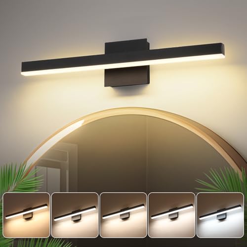 Joossnwell Vanity Light for Bathroom Lighting Fixtures Over Mirror 23.62 Inch Dimmable 5CCT Modern Vanity Lights Black Bathroom Light Bar Bath Wall Sconce ETL Certificated - color: Black, size: 23.62 Inch Long