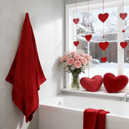 COZYART Bath Towel Set 6 PCS, Luxury Cherry Red 100% Turkish Cotton 650GSM | Soft Absorbent Quick Dry, OEKO‑Tex 100 Cert. Zero Twist Ring Spun Cotton, Plush Fluffy, Breathable Hotel Quality Towels Set - color: Cherry Red