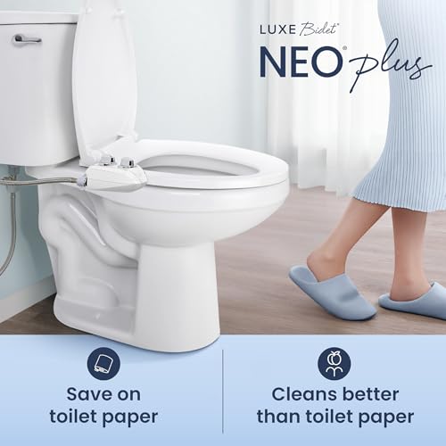 LUXE Bidet NEO 185 PLUS - Patented Bidet Attachment for Toilet, White | Non-Electric, Dual Nozzle, Slide-In Install, 360° Self-Clean, EZ-Lift to Clean, Feminine & Rear Wash - color: White