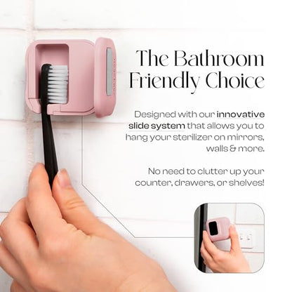 Mondano UV-C Toothbrush Sanitizer and Holder, Toothbrush Case - Manual/Electric Toothbrush Cover for Any Toothbrush Head - Rechargeable Toothbrush Travel Case, Tooth Brush Cover Cap for Home - color: Pastel Pink