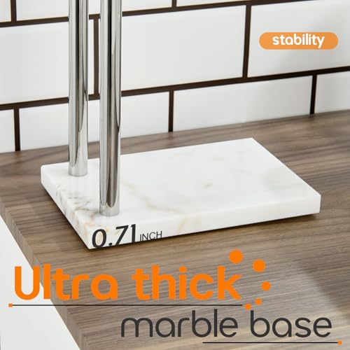 Hand Towel Holder Chrome for Bathrooms Vanity Countertop 2-Tier Towel Rack Free Standing with Thicken Marble Base, Polished Stainless Steel AN7003CH - color: Polished Chrome, size: 2-Bar