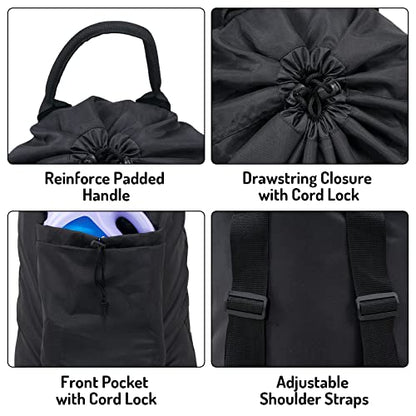 Seiritex Laundry Backpack Bag, Dirty Clothes Travel Laundry Bag with Shoulder Straps for College Dorm (Black) - color: Black