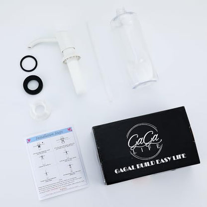 GAGALIFE Soap Dispenser for Kitchen Sink, Kitchen Sink Soap Dispenser with 17 Ounce Large Pet Soap Bottle, in Sink Soap Dispenser Refill from The Top, White - color: White