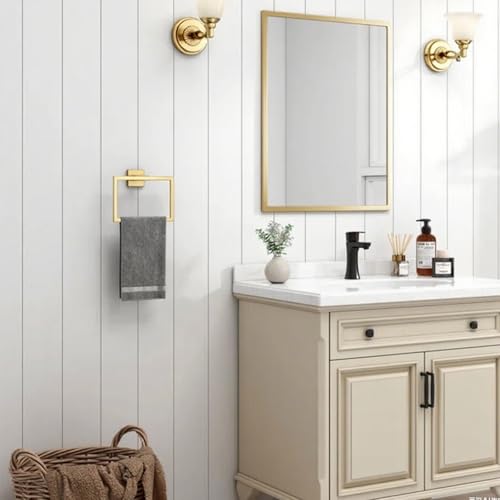 Gold Towel Ring, 2 Pcs | Premium Stainless Steel, Sleek Square Design, Durable Wall-Mounted, Contemporary Bathroom