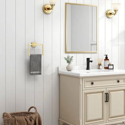 Gold Towel Ring, 2 Pcs | Premium Stainless Steel, Sleek Square Design, Durable Wall-Mounted, Contemporary Bathroom