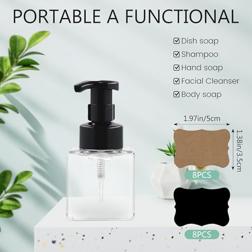 8.5 oz Foaming Soap Dispenser Plastic Foaming Pump Bottle, Refillable Dispenser with Plastic Pump, Empty Hand Bottles for Liquid Soap, Shampoo, Bathroom,Hotel,Restaurant (15, Transparent) - color: Transparent, size: 15