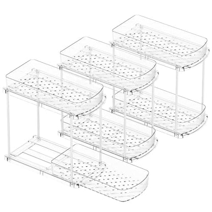 3 Pack 13.8″ Deep 2 Tier Under Sink Storage Organizer,Large Pull Out Bathroom Organizers and Storage,Slide Out Acrylic Undersink Storage Shelf,Kitchen Under Sink Organizer for Cleaning Products - style: 3 Pack-2 Tier