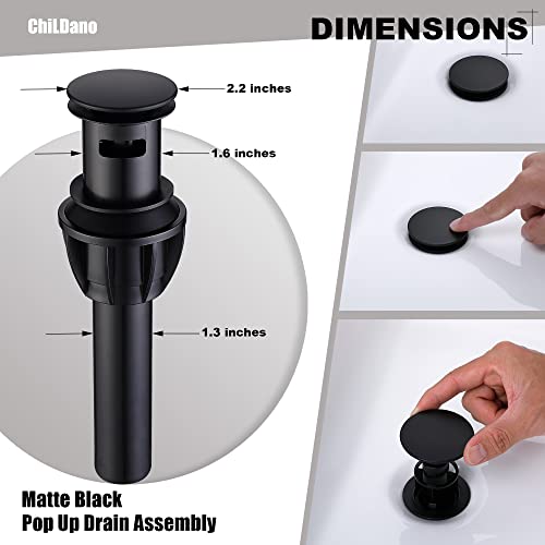 ChiLDano Black Faucets for Bathroom Sink, 3 Hole Bathroom Faucet with Drain | 2 Handles Widespread Bathroom Faucet for Sink, 8 in Spread Black Sink Faucets Bathroom with Swivel Spout - color: Matte Black