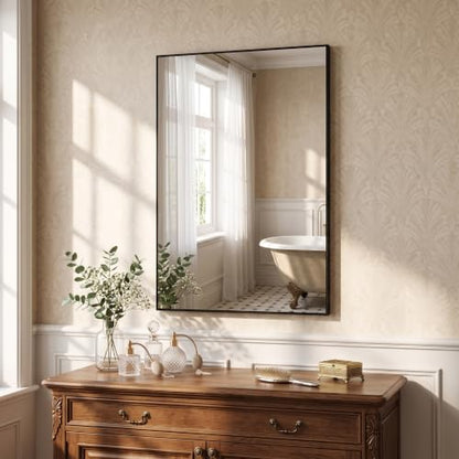 HARRITPURE 20"x30" Rectangle Bathroom Mirror, Gold Vanity Wall Mirror | Aluminum Alloy Frame Wall Mirror, Horizontal or Vertical Wall Mount for Entryway Bedroom Living Room - size: 30"L x 20"W
