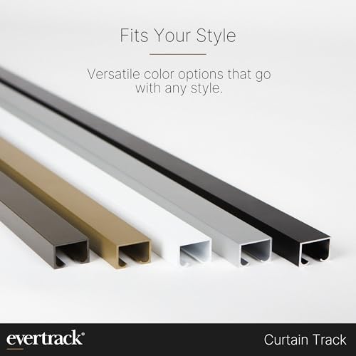 Curtain Track - Ceiling Mounted Curtain Rail for Curtains, Drapes, and Room Dividers - USA Made - Large+ (24 Feet), Jet Black - color: Jet Black, size: Large+ (24 Feet)
