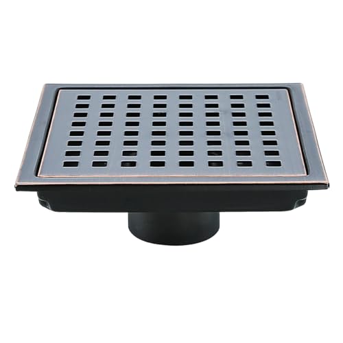 RANDOM Oil Rubbed Bronze Shower Drain Square 6 Inch Shower Floor Drain Grate & Removable Hair Strainer 304 Stainless Steel Shower Drain Cover Bathroom Accessories.RD98738-ORB - color: C-oil Rubbed Bronze-6″ Square