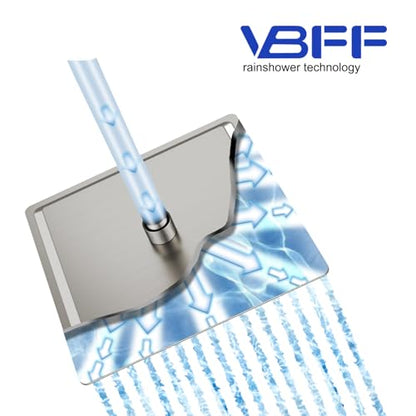 VBFF-Shower Head,rain shower head, 12 inch- Square Shower Head, 1.8 GPM Flow Rate, rainfall showerhead,VBFF09 (Brushed Nickel) - color: Brushed Nickel, size: 12 Inch