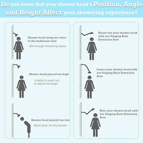 11 Inch Adjustable Shower Head Extension Arm With Locking Set Screw, Singing Rain 304 Stainless Steel Matt Black Angle Height Adjustable, Easy Install, G1/2 Universal Connector Compatible (Matt Black) - color: 3. Matte Black, style: 11 inch