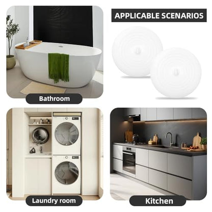 Tub Stopper 2PCS,Bathtub Drain Stopper,6 inches Bathtub Tub Drain Cover Stopper,Silicone Drain Plug,Kitchen Bathroom Hair Water Shower Stopper,Large Bathroom Laundry Accessories (White/White) - color: White/White