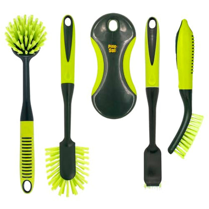 Pine-Sol Scrub Brush Set - Long Handle Cleaning Brushes with Heavy Duty Bristles and Comfort Grip - Scrubbers for Kitchen, Household, and Dishwashing, 5 Pieces - size: 5 Piece Set