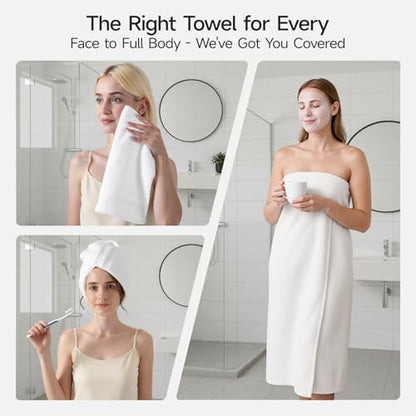 REDKISS 6 Piece Towel Set for Bathroom, 100% Cotton Hotel Collection, Soft Absorbent Quick-Dry, 700 GSM, White - color: White