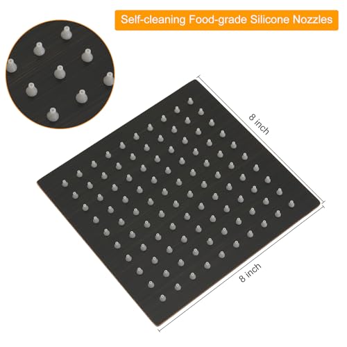 8 In Rain Shower Head High Pressure Rainfall Shower Head Bronze | Square Rain Bathroom Showerhead, High Flow, Large Stainless Steel, Ceiling Mounted, Wall Mounted, Waterfall Full Body - color: Oil Rubbed Bronze, size: 8 Inch