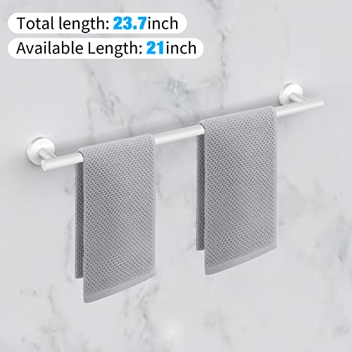 Cilee 2 Pieces White Bathroom Towel Bar, 24 Inch Towel Holder | Double Towel Racks, Bathroom Towel Holder, Towel Hanger for Bathroom Stainless Steel Wall Mount - color: White, size: 24inch
