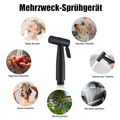 Handheld Bidet Sprayer for Toilet, Stainless Steel Bidet Head for Cloth Diaper, Pet Shower, Personal Hygiene Cleaning, G1/2 Hose Connectors (Black) - color: Black Sprayer Head