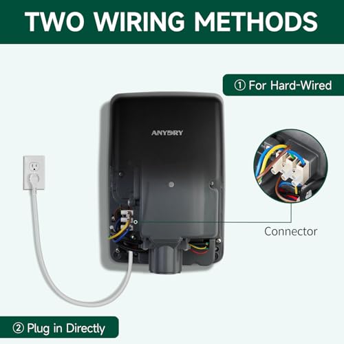 anydry Compact Hand Dryer for Bathrooms, Matte Black Stainless Steel Finish | Ideal for Commercial or Home Use, High-Speed Airflow, Fast Drying, AC 100–130 V~, Smart Warm Wind, Easy Hardware Wiring - color: Fingerprint-resistant Matte Black