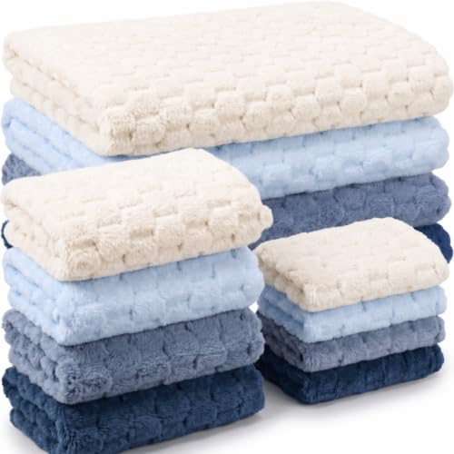 Gilprop 12 Pcs Soft Bath Towels Set for Bathroom Quick Dry 4 Bath Sheet 4 Hand Towel 4 Washcloth Absorbent Microfiber Fluffy Shower Washcloth for College Dorm Spa Gym Hotel Travel(Gradient Blue Color) - color: Gradient Blue Color