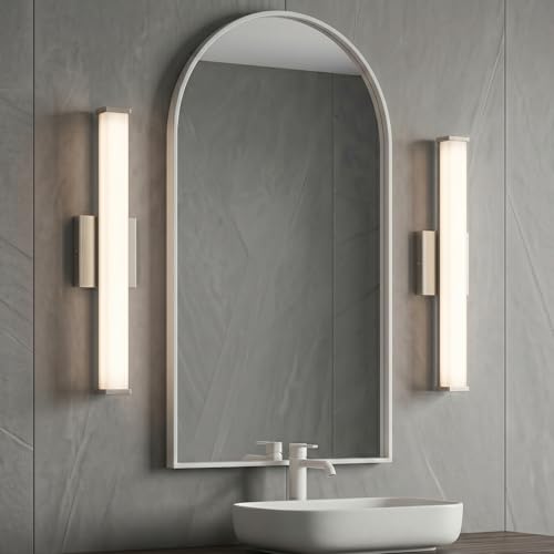 URSOLA 24" Modern LED Bathroom Light Fixtures, Brushed Nickel 3CCT Dimmable Bathroom Vanity Light Over Mirror, Bathroom Vanity Bath Bar Lights with Double Layer Acrylic Shade - color: Brushed Nickel, size: 24inch
