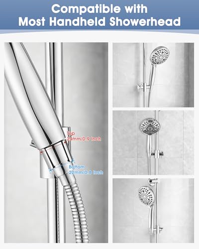 All Metal Shower Slide Bar with Adjustable Handheld Shower Head Holder, 25 Inch SUS304 Stainless Steel Shower Rail, Replacement for RV, Camper, Hotel & Bathroom, Polished Chrome - color: CH
