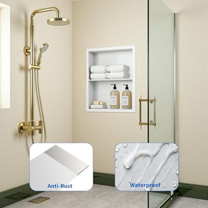 Stainless Steel Recessed Medicine Cabinet Bathroom Medicine Wall Niche Shower Niche Space-Saving Recessed Storage Cabinet Adjustable Shelf Matte Finish (White, 18" H x 14" W) - color: White, size: 18"H x 14"W